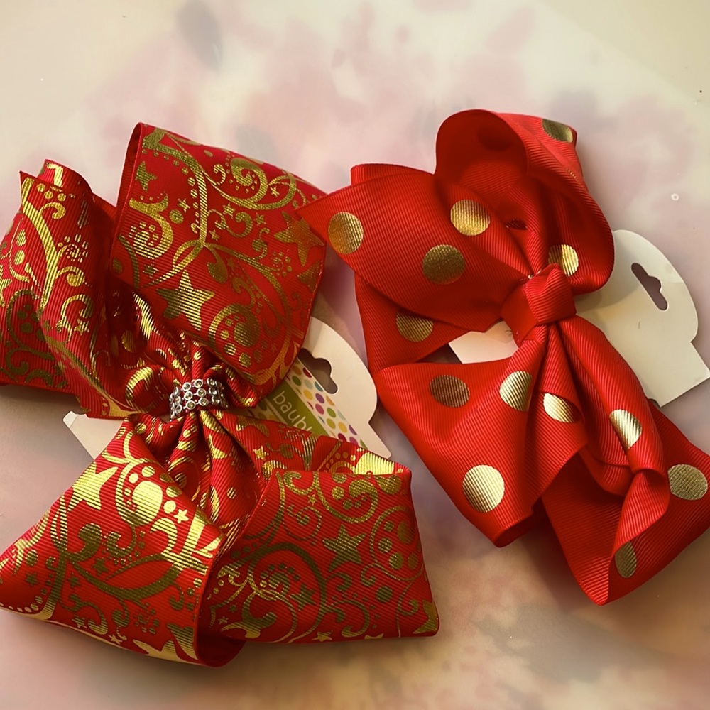 NWT Set of 2 Jumbo Holiday Hair Bows